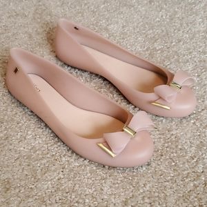 Melissa pink jelly ballet flat with bow size 9 euc